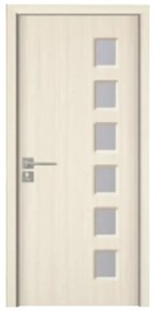 Usa Interior din MDF Novo Doors ND319, Cadru din Lemn Masiv, Geam Sablat, KIT COMPLET, Toc , Manere si balamale incluse (Culoare: Alb, Toc: Fix,