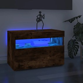 vidaXL Comodă TV cu lumini LED, stejar fumuriu, 60x35x40 cm