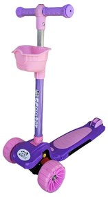 Trotineta copii cu roti luminoase din silicon NOVOKIDS™ Mini Scooter 6160, Cu melodii si lumini, 3 roti, Pliabila, Maner reglabil pe inaltime, Maxim