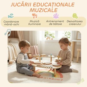 AIYAPLAY Set de Instrumente Muzicale pentru Copii de la 2+ Ani cu Tobe și Xilofon, Culoare Naturală | Aosom Romania
