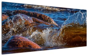 Tablou detailat - apa între pietre (120x50 cm)