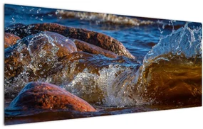 Tablou detailat - apa între pietre (120x50 cm)