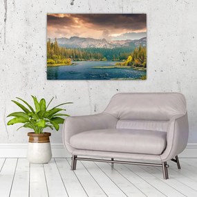 Tablou cu râu montan și munți (90x60 cm)