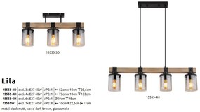 Lustra 4L design industrial Lila negru, maro