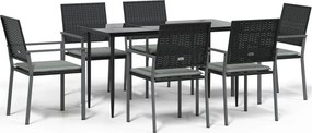 vidaXL Set mobilier de grădină cu perne, 7 piese, poliratan și oțel