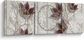 Tablou - Flori decorative (cu ceas) (90x30 cm)