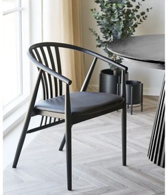 Scaun de dining negru cu cotiere din lemn de fag Agustin – House Nordic