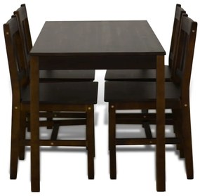 Masa de sufragerie din lemn cu 4 scaune, maro Maro inchis, 5