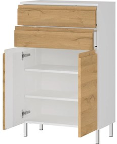 Dulap de baie scund alb cu aspect de stejar 60x97 cm Torrance - Germania