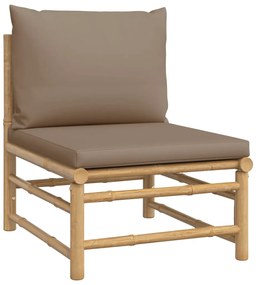 Set mobilier de grădină cu perne gri taupe, 12 piese, bambus