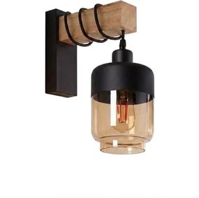 Brilagi - Aplica de perete WOOD GLASS 1xE27/60W/230V pin/negru/maro fumuriu
