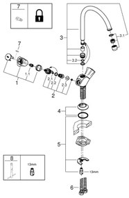 GROHE COSTA L - baterie pentru chiuvetă, crom lucios, 31831001