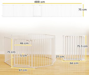 PawHut Gard pentru Câini cu 8 Panouri Modulabile cu Închidere Automată, din Oțel și ABS, 61x3x75 cm, Alb | Aosom Romania