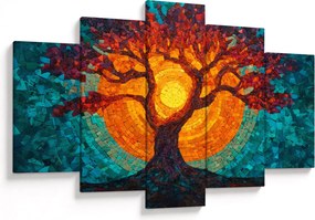 Tablou - Arborele vieții și soarele în mozaic (150x105 cm)
