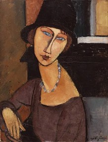 Reproducere Jeanne Hebuterne wearing a hat, Modigliani, Amedeo