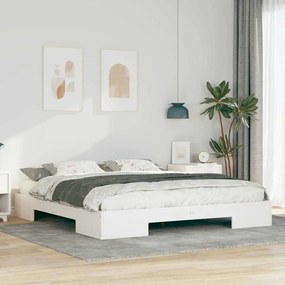 vidaXL Cadru de pat de podea Alb 180 x 200 cm Lemn masiv de pin