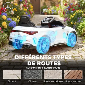AIYAPLAY Mașină electrică copii Mercedes AMG CLE 53 12V 2 motoare telecomandă parentală 2,4G 99 x 55 x 43 cm alb | Aosom Romania