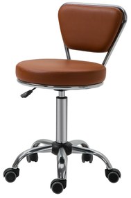 HOMCOM Scaun de masaj Vintage - scaun de lucru rotativ 360° - înălțime șezut reglabil 49-64 cm - acoperire sintetică maro metal cromat | Aosom Romania