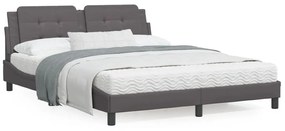 3208194 vidaXL Cadru de pat cu tăblie, gri, 160x200 cm, piele ecologică