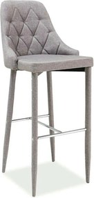 Scaun bar TRIX H-1, gri, stofă/metal, 46x42x109 cm