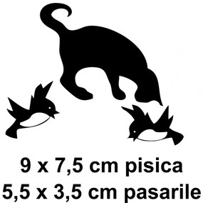 Sticker intrerupator Pisica Neagra si Pasari