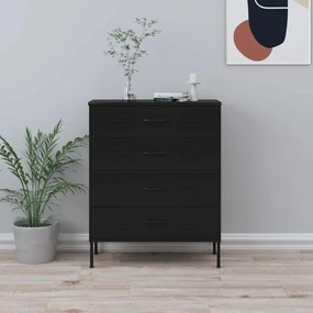 Comoda cu sertare, negru, 80x35x101,5 cm, otel Negru