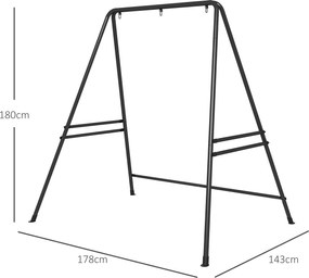 Outsunny Suport pentru Scaun Suspendat, Cadru Metalic Rezistent pentru Hamace, Balansoare Suspendate Tip Ou, Negru | Aosom Romania