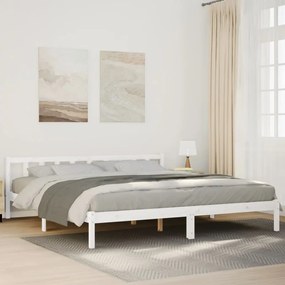 vidaXL Cadru pat foarte lung fără saltea alb 180x220 cm lemn masiv pin