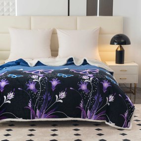 Patura miel din microplus VIOLET BUTTERFLY albastru inchis Dimensiune: 160 x 200 cm