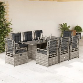 vidaXL Set mobilier grădină cu perne, 9 piese, gri, poliratan