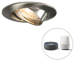 Spotlight inteligent încastrat negru cu WiFi GU10 reglabil - Edu
