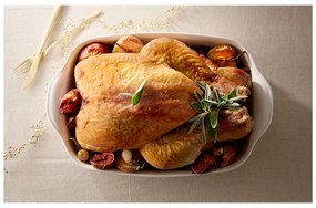 Vas dreptunghiular de ceramică pentru copt Emile Henry Ultime, 42,5 x 28 cm, crem