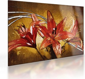 Tablou pe sticlă cu flori de crini (70x50 cm)
