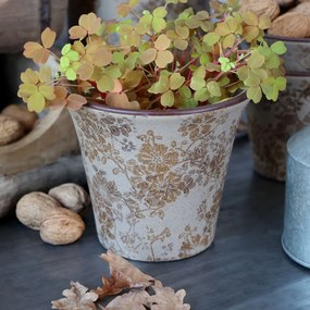 Ghiveci din ceramica, cu motive florale, D14.5cm, Melun