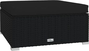 vidaXL Taburet de grădină cu pernă, negru, 70x70x30 cm, poliratan