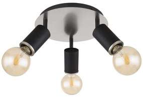 Plafoniera cu 3 spoturi directionabile design modern Joseba negru, nichel mat
