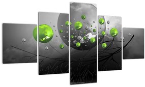 Tablou cu bile abstracte verzi (125x70 cm), în 40 de alte dimensiuni noi