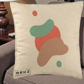 Perna Decorativa Abstract Forme Fluide Coral, 40x40 cm, Bej, Husa Detasabila, Perna Inclusa, BEKZ®