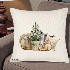 Perna Decorativa Colt Cozy de Craciun Boho, 40x40 cm, Crem Reliefat, Husa Detasabila, Perna Inclusa, BEKZ®