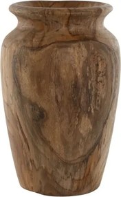 Vază decorativă, stil natural rustic, culoare natur, din lemn de tec, „Teak”