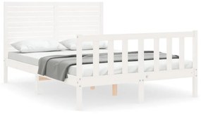 3193177 vidaXL Cadru de pat cu tăblie dublu mic, lemn masiv