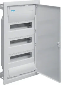 Tablou 36 module cu usa metalica, montaj incastrat(ST), alb, usa mata alba, Hager