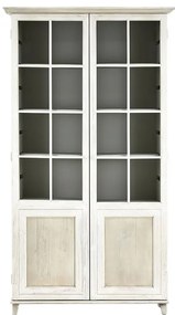 Bufet inalt cu 2 usi, alb, din lemn masiv de pin reciclat, aspect vintage, Lhettie