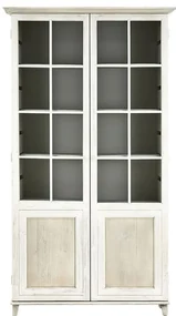 Bufet inalt cu 2 usi, alb, din lemn masiv de pin reciclat, aspect vintage, Lhettie
