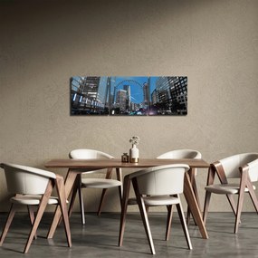 Tablou cu oraș nocturn (cu ceas) (90x30 cm)