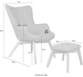 Fotoliu cu taburet gri Niko – Ropez