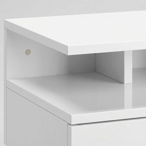 HOMCOM Set de 2 Noptiere Suspendate cu Raft Superior, Design Modern, Lemn, Alb Lucios, 35x32x22.5cm | Aosom Romania