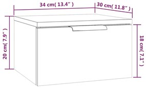 Noptiere de perete, 2 buc., alb, 34x30x20 cm Alb, 2, 2