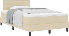 vidaXL Pat cu arcuri cu saltea cu headboard Crem 120 x 200 cm țesătură