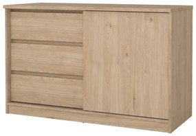 Comodă în culoare naturală cu aspect de lemn de stejar cu ușă glisantă 119x76x50 cm Naia – Tvilum